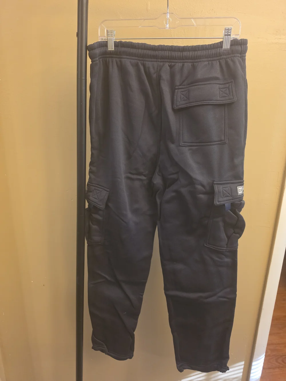 Men's Black Cargo Jogger Pants - Comfort Fit Size XL